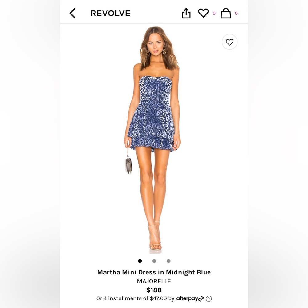 Majorelle - Blue Velvet Strapless Mini Dress